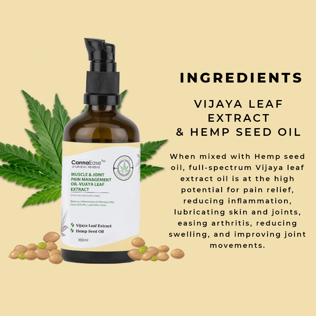 CANNAEASE™ MUSCLE & JOINT PAIN MANAGEMENT OIL - VIJAYA LEAF EXTRACT (FOR EXTERNAL APPLICATION)