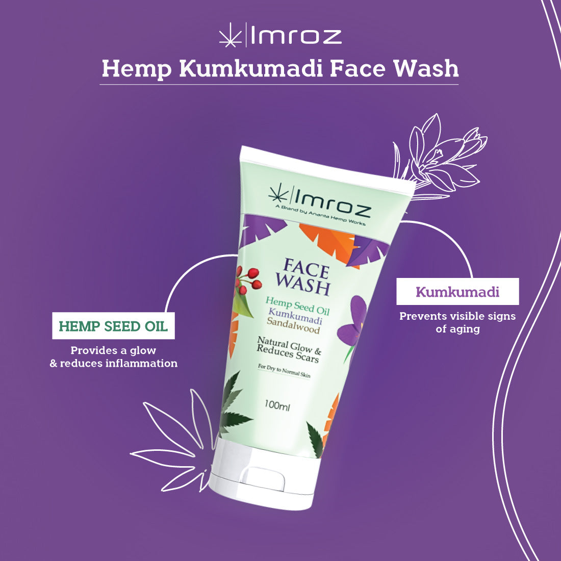 IMROZ FACE WASH WITH HEMP SEED OIL & KUMKUMADI